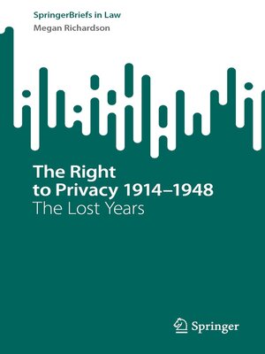 cover image of The Right to Privacy 1914–1948